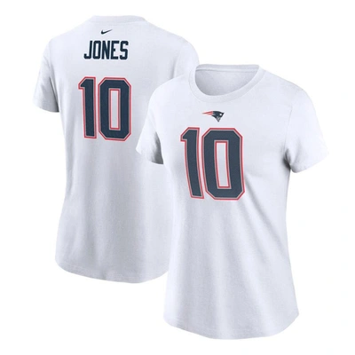 Nike Women's  Mac Jones White New England Patriots Player Name Number T-shirt