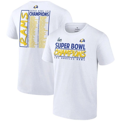 Fanatics Branded White Los Angeles Rams Super Bowl Lvi Champions Stacked Roster T-shirt