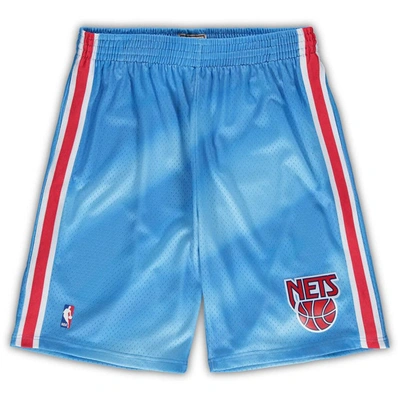 Mitchell & Ness Men's  Blue New Jersey Nets Big And Tall Hardwood Classics Team Swingman Shorts