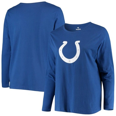 Fanatics Women's Plus Size Royal Indianapolis Colts Primary Logo Long Sleeve T-shirt In Royal Blue