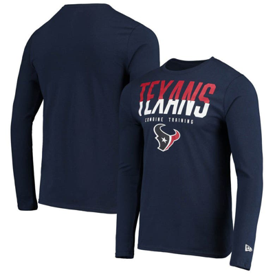 New Era Navy Houston Texans Combine Authentic Split Line Long Sleeve T-shirt