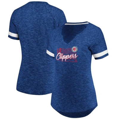 Fanatics Women's  Branded Royal And White La Clippers Showtime Winning With Pride Notch Neck T-shirt In Royal,white