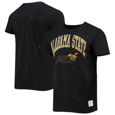 Retro Brand Original  Black Alabama State Hornets Bleach Splatter T-shirt