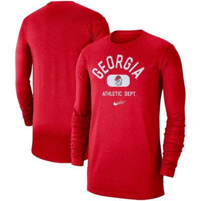 Nike Men's Red Georgia Bulldogs Textured Long Sleeve T-shirt