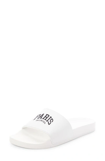 Balenciaga Cities Bicolor Pool Slide Sandals In White