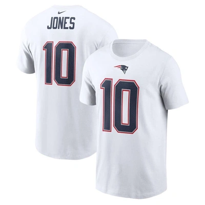 Nike Men's  Mac Jones White New England Patriots Player Name Number T-shirt