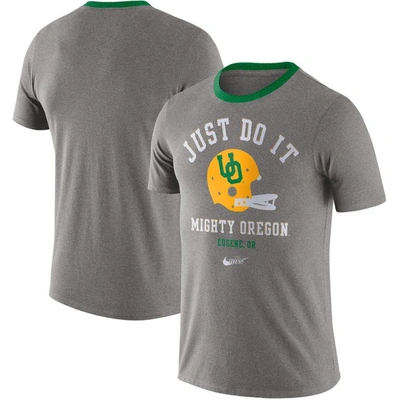 Nike Men's Heathered Gray Oregon Ducks Vault Helmet Tri-blend T-shirt In Heather Gray