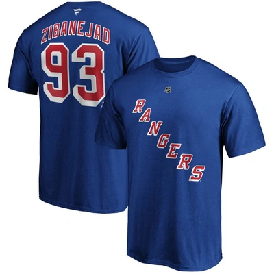 Fanatics Men's Mika Zibanejad Blue New York Rangers Team Authentic Stack Name And Number T-shirt