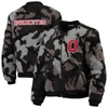 THE WILD COLLECTIVE THE WILD COLLECTIVE BLACK OHIO STATE BUCKEYES SHERPA BOMBER FULL-ZIP JACKET