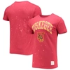 RETRO BRAND ORIGINAL RETRO BRAND CRIMSON TUSKEGEE GOLDEN TIGERS BLEACH SPLATTER T-SHIRT