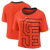Nike Women's  Orange And Black San Francisco Giants Team First High Hip Boxy T-shirt In Orange