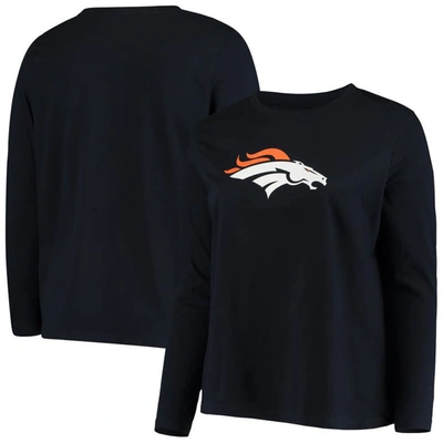 Fanatics Women's Plus Size Navy Denver Broncos Primary Logo Long Sleeve T-shirt