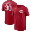 NIKE NIKE KEN GRIFFEY JR. RED CINCINNATI REDS COOPERSTOWN COLLECTION NAME & NUMBER T-SHIRT