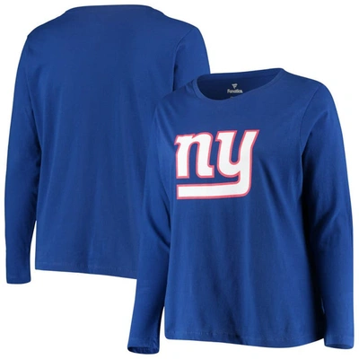 Fanatics Women's Plus Size Royal New York Giants Primary Logo Long Sleeve T-shirt In Royal Blue