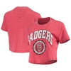 PRESSBOX PRESSBOX RED WISCONSIN BADGERS EDITH VINTAGE BURNOUT CROP T-SHIRT