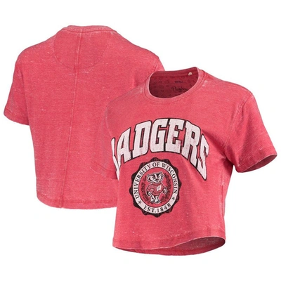 Pressbox Women's  Red Wisconsin Badgers Edith Vintage-inspired Burnout Crop T-shirt