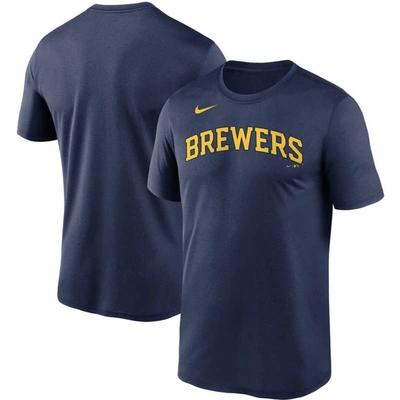Nike Navy Milwaukee Brewers Wordmark Legend Performance T-shirt