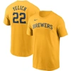 Nike Men's Christian Yelich Gold Milwaukee Brewers Name Number T-shirt In Gold