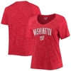 New Era Red Washington Nationals Plus Size Raglan V-neck T-shirt In Red