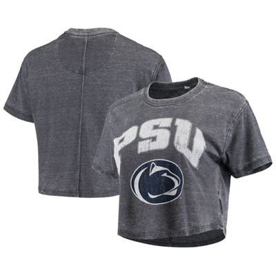 Pressbox Women's Navy Penn State Nittany Lions Edith Vintage-like Burnout Crop T-shirt