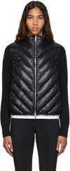 Moncler Knit And Boudin-quilt Combo Cardigan In Black