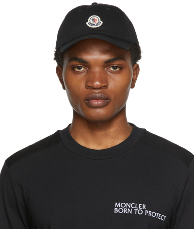 Moncler Cotton Gabardine Baseball Cap In Black