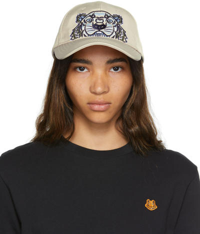Kenzo Tiger-embroidered Baseball Cap In Beige