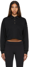 ALO YOGA BLACK POLO HENLEY SWEATSHIRT