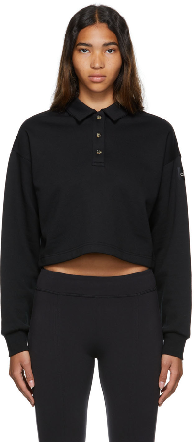 Alo Yoga Polo Club Henley Pullover Sweatshirt In Black