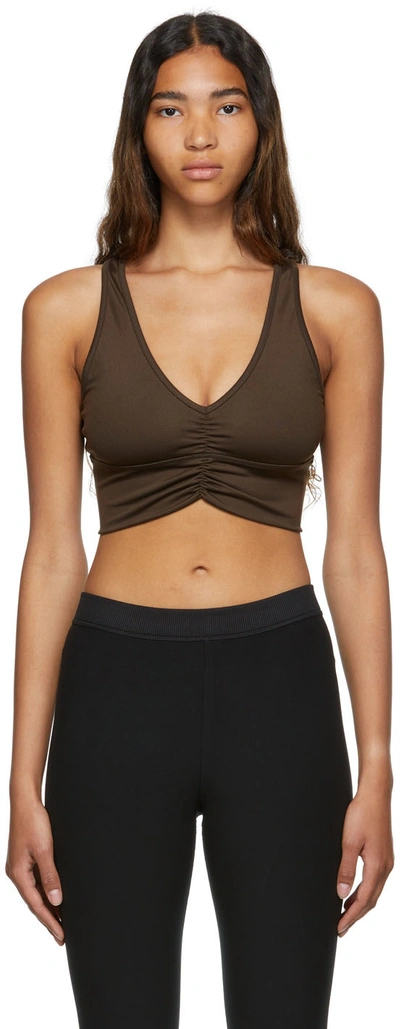 Alo Yoga Wild Thing Ruched Sports Bra In Espresso