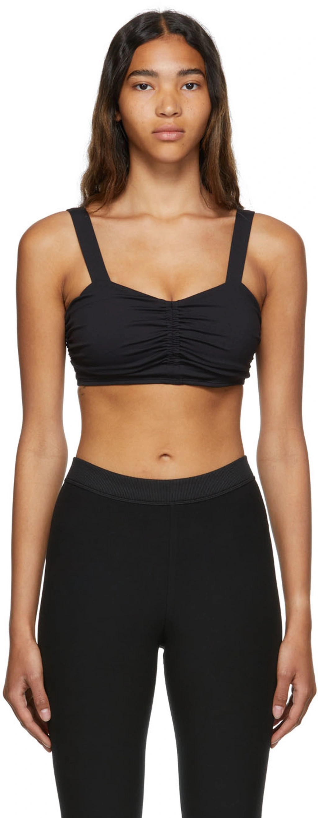 Alo Yoga Airbrush Cinch Sports Bra - Low-impact In Black