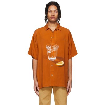 Jacquemus La Chemise Moisson Lemon Water Short-sleeve Shirt In Yellow & Orange