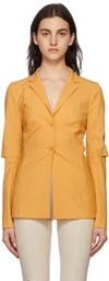 Jacquemus La Veste Melo Wool Open Back Blazer In 750 Orange