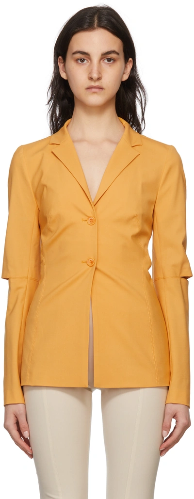 Jacquemus La Veste Melo Wool Open Back Blazer In 750 Orange