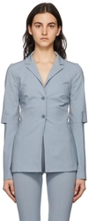 Jacquemus La Veste Melo Backless Stretch Virgin Wool Blazer In 320 Light Blue