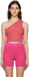 Jacquemus La Maille Ascu Asymmetric Linen-blend Top In Pink
