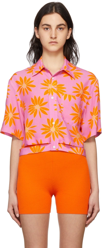 Jacquemus Pink 'la Chemise Fleurs' Shirt In 4ag Print Orange/pin