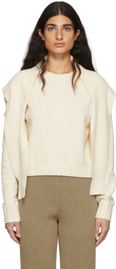 Le17septembre Beige Bouclé Sweater In Cream