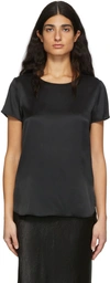 Max Mara Cortona Silk Satin T-shirt Top In 010 Black