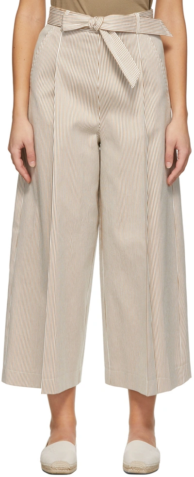 Max Mara Xavier Striped Wide-leg Ankle Trousers In Terracotta