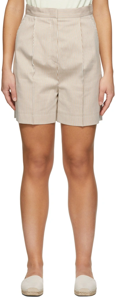 Max Mara Brown & White Zampino Shorts In 002 Terracotta