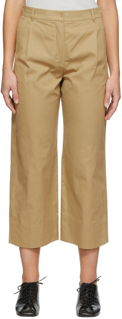 S MAX MARA BEIGE GABARDINE DESERT TROUSERS