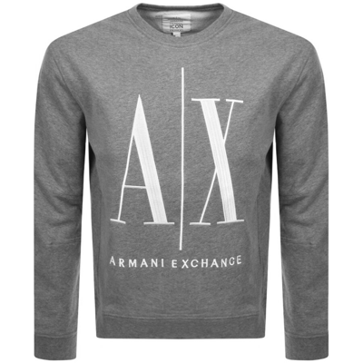 Armani Exchange Icon Large Logo Crew Neck Sweatshirt In Grey In Dark Grey