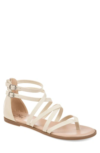Journee Collection Women's Zailie Strappy Gladiator Flat Sandals In Ivory