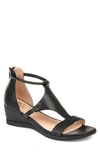 Journee Collection Womens Faux Leather Open Toe Wedge Sandals In Black