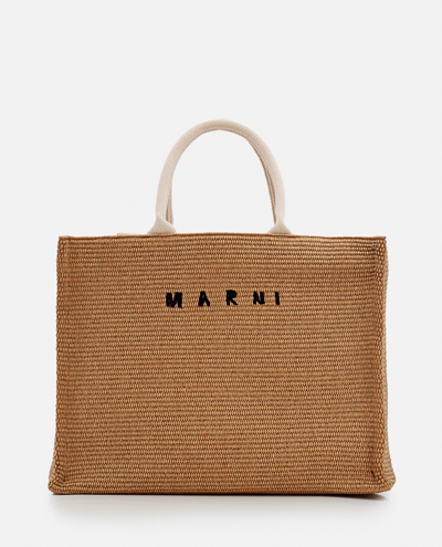 Marni Large Basket Bag In Beige