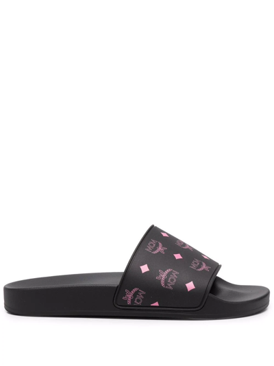 Mcm Color Splash Logo Pool Slides In Black