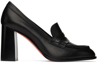 Santoni Leather Heeled Loafers In Black