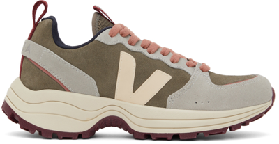 Veja Venturi Panelled Suede Sneakers In Khaki,grey,beige