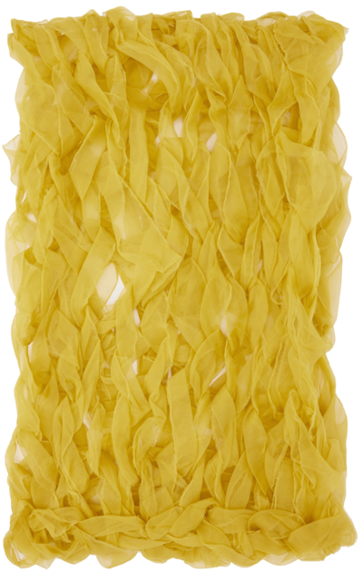Dries Van Noten Braided Silk-organza Scarf In Yellow
